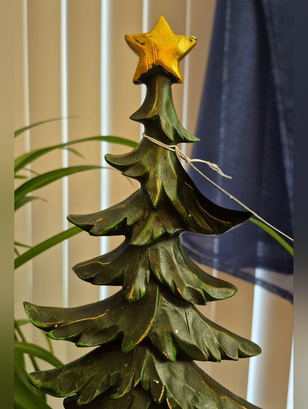 Green Wooden Christmas Tree Holiday Decor with Gold Star. NEW WITH TAGS - Picture 2 of 7